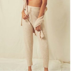 FREE People Intimately Around the Clock Ribbed Knit Jogger Oatmeal